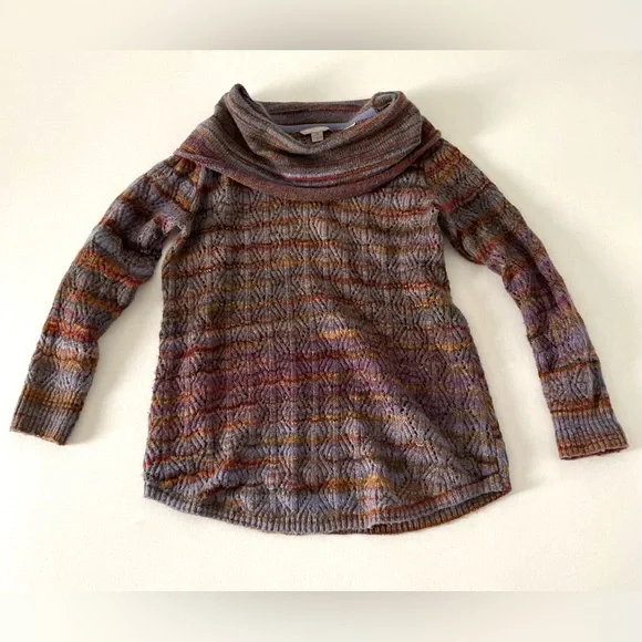 Royal Robbins Multi Color Blue Purple Knit Cowl Neck Sweater Tunic Medium M - Picture 4 of 10